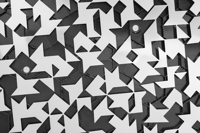 A geometric black and white pattern