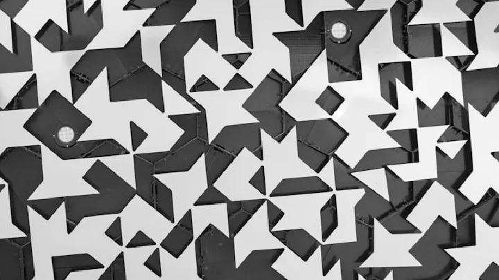 A geometric black and white pattern