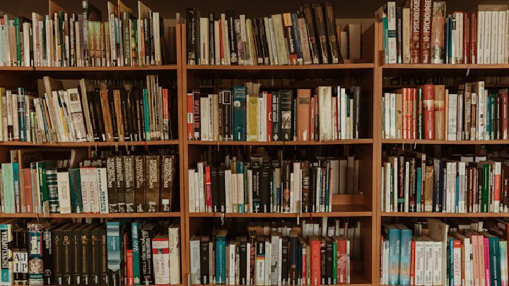 A bookshelf in a library